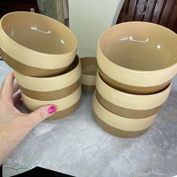Lot of 7 Dinex two tone classic insulated stackable 8 oz bowls. - Picture 4 of 4
